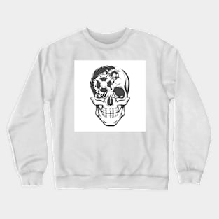 Human Skull with Clockwork Gears Inside Tattoo Crewneck Sweatshirt